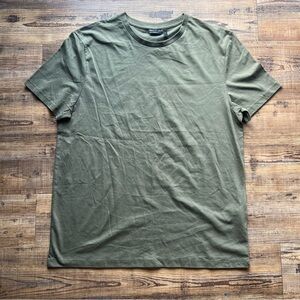 ASOS Design Men's Solid Olive Green Crew Neck Casual Shirt 100% Cotton Size XL